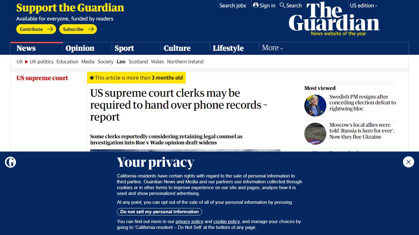 US supreme court clerks may be required to hand over phone records ...