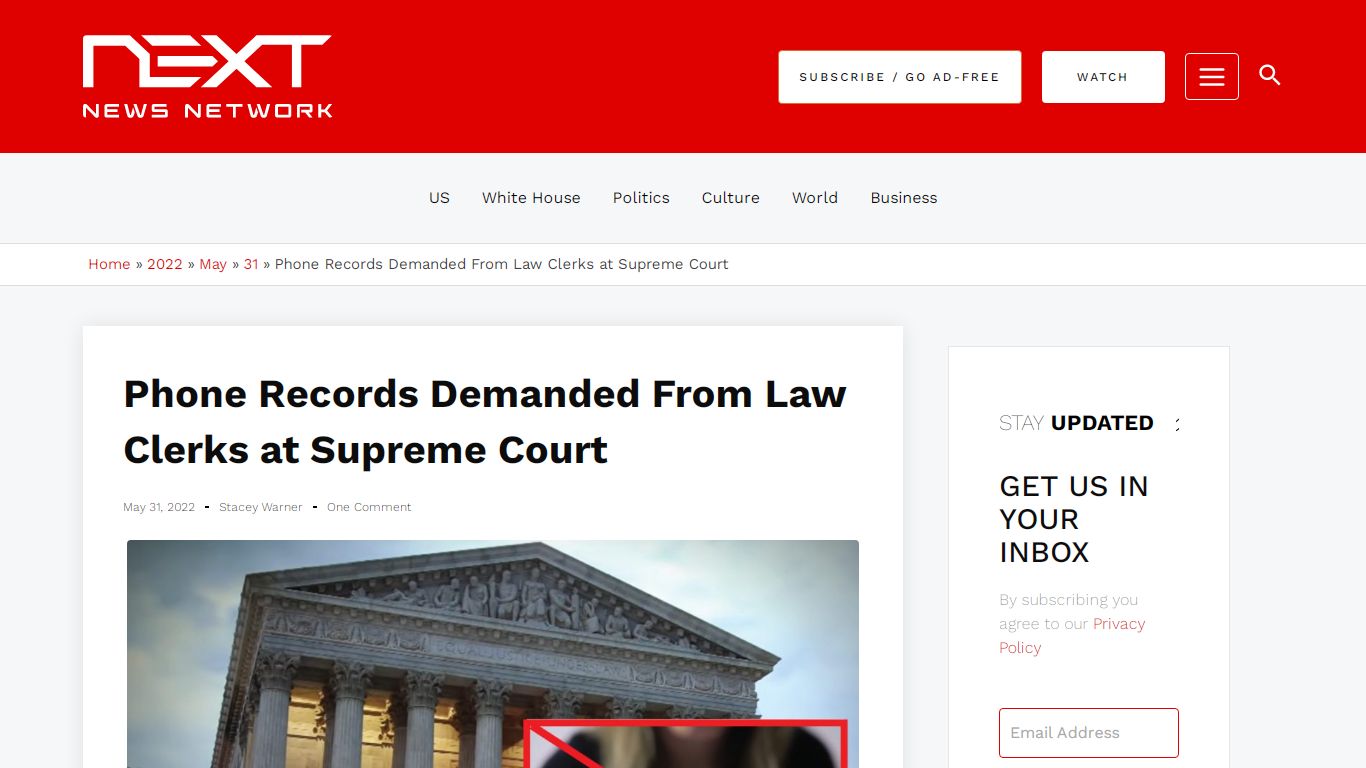 Phone Records Demanded From Law Clerks at Supreme Court - Next News Network