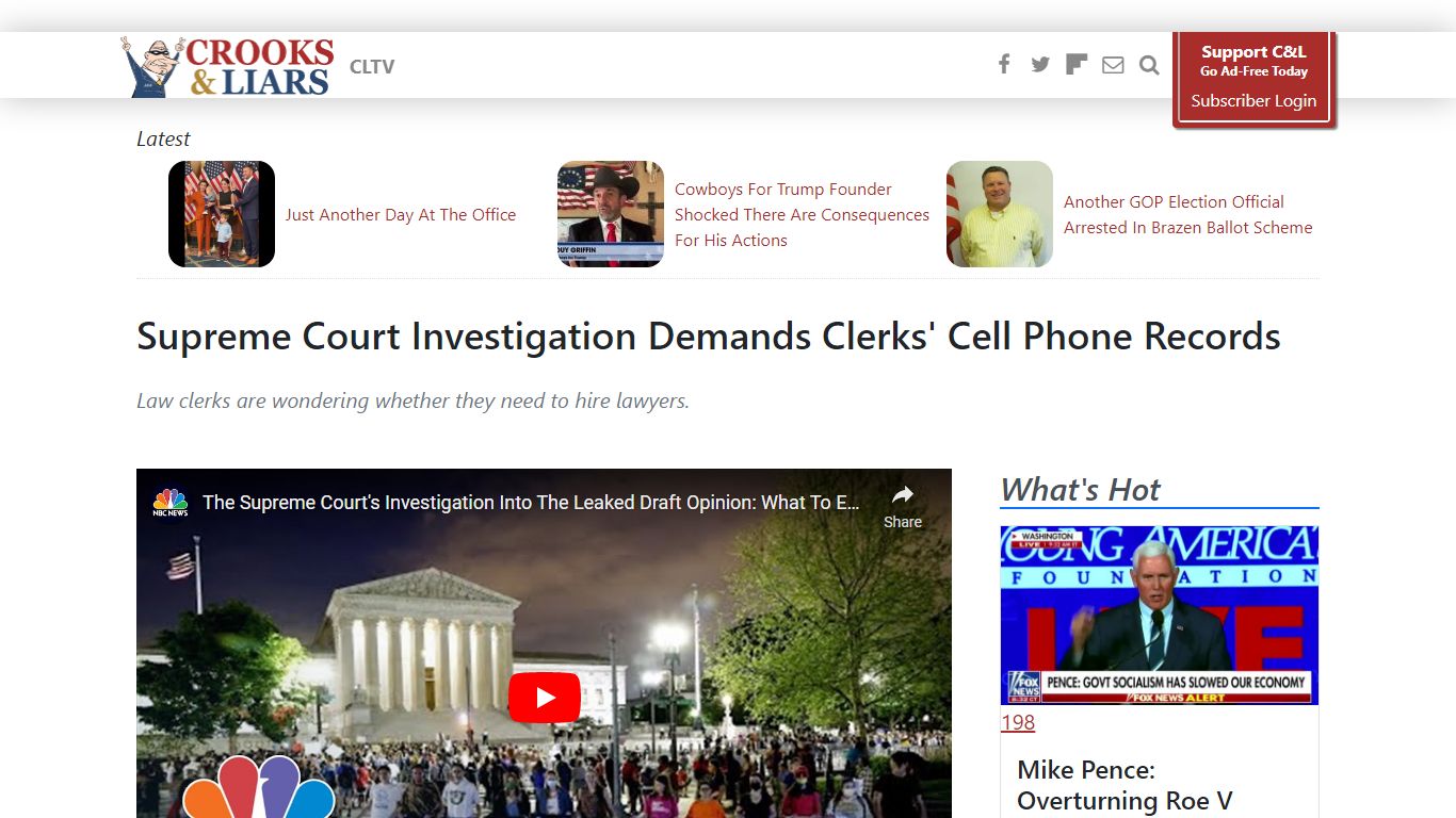 Supreme Court Investigation Demands Clerks' Cell Phone Records